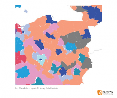 Mapa Polski z raportu McKinsey Global Institute